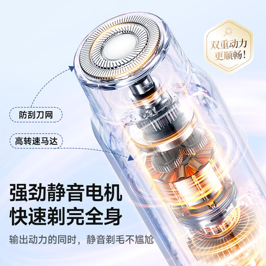 VTT Germany Private Parts Electric Shaver Female Private Parts Shaving Device Double-Headed Men's Pubic Electric Shaver Women's Hair Removal Device Armpit Hair Leg Hair Clippers Adult Cream Blue Imported High-speed Movement + Stainless Steel Double-Headed Blade + Waterproof Whole Body Use VTT Germany CCTV Commercial Broadcast