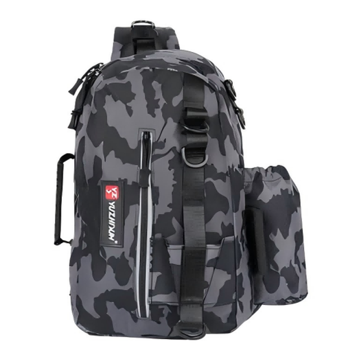 Hevadallua bag, multifunctional pole-mounted lure waist bag, shoulder bag, rod bag, fishing rod bag, large capacity, waterproof, black camouflage, large capacity/various carrying methods/waterproof