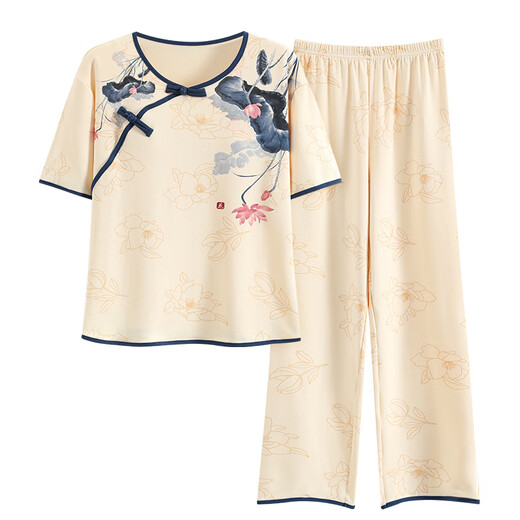 Catman Summer Frauen neue chinesische Kurzärmer-Pyjamas dünne Hosen können außerhalb von Heimkleidung getragen werden.