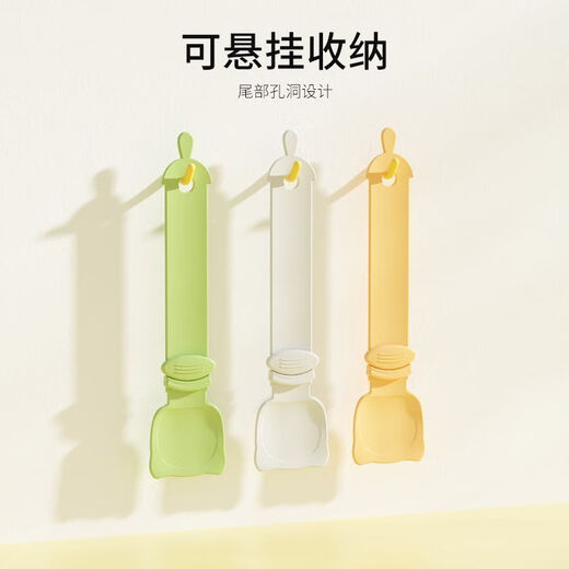 Junkiss Cat Feeder Cat Strip Squeeze Artifact Pet Liquid Snack Spoon Meat Puree Cat Food Feeding Spoon Long Handled Spoon Family Bucket Green + Orange + White Gift for Best Friend