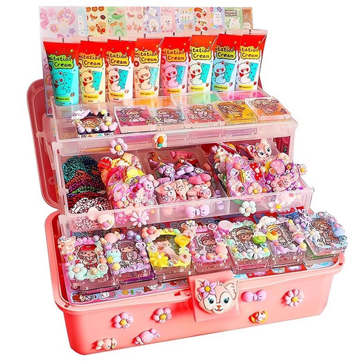 Dafeng Nian Cream Glue Guka Girl Pegatinas hechas a mano Guka Guka Versión de lujo NUEVA Copa de helado Diy Toyadores para niños Nuevas actualizaciones [Ice Cream Model 753 Piece Piece Rack + Box de almacenamiento