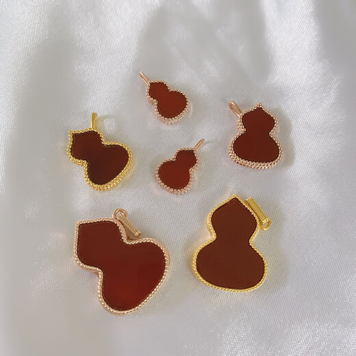 Hunter 18K gold gourd pendant color gold rose gold gold pendant red agate clavicle chain set chain women's gift au750 18K gold rose gold (with 18K gold necklace) large gourd