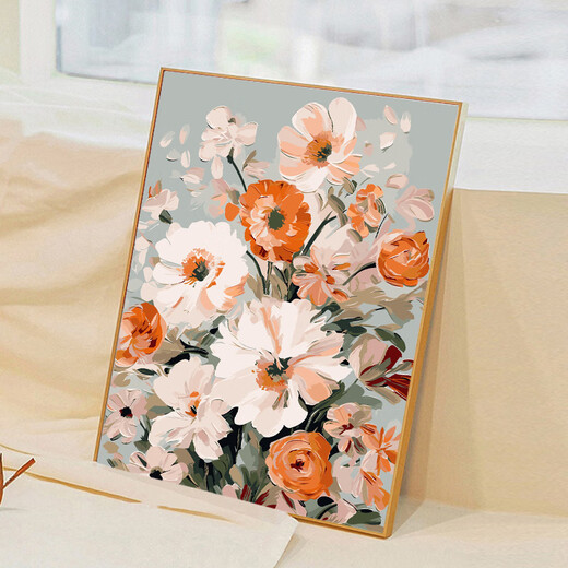 今福今贵繁花似锦diy数字油画填充涂色丙烯手绘感油彩画 客厅装饰挂画 nx12610 40*50cm绷好实木内框+外框(免安