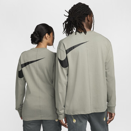 耐克（NIKE）官方ISPA男女长袖上衣情侣纯棉休闲运动叠搭舒适FJ7375 053暗泥灰/黑 M