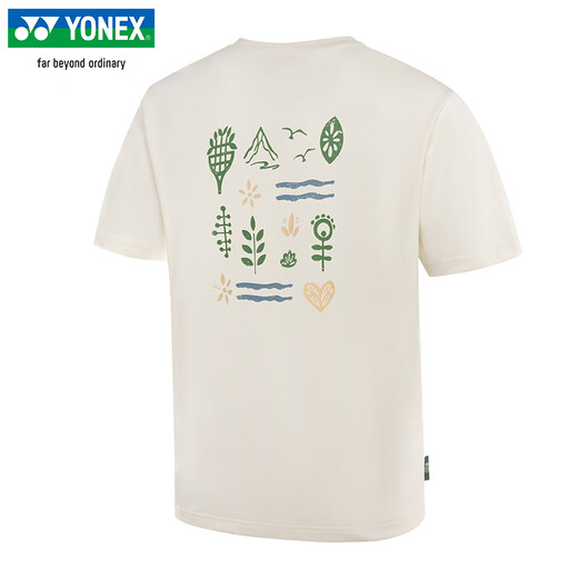 YONEX2025 nouvel uniforme de badminton Yonex T-shirt à manches courtes pour hommes et femmes à séchage rapide série respectueuse de l'environnement hauts de sport 16833 hommes 16833CR beige glacé XL