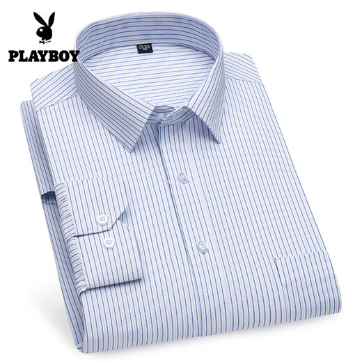 Playboy Frühlings- und Herbst-Herren-Plaid Langarm Shirt Professionelles Baumwollhemd Business Casual Elasticaling Falten Anti-Falten-Arbeitskleidung 6629 38