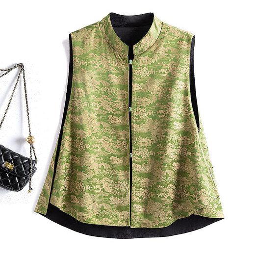 Sibaishe new Chinese style retro vest for women 2025 autumn new style national style stand collar stacked vest