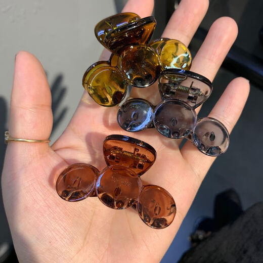 唐芙妮短发神器半扎发小号鲨鱼夹发量少发夹女后脑勺发卡抓夹过渡期头饰 咖系