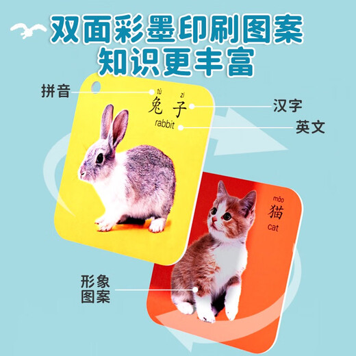Coran Card cognitif Early Education Animal Card View Pictures and Reading Flash Card Baby Digital Illuminment Young Baby Teaching Aids Toys Deux boîtes d'animaux + 180 Images haute définition