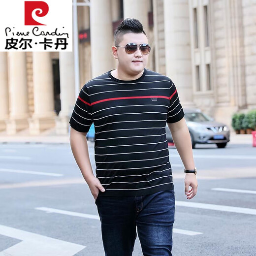 
Pier Cardin high-end ice silk short-sleeved T-shirt for men fat men's large size round neck plus fat plus loose loose casual men's half-sleeved T-shirt top white 9209 4XL