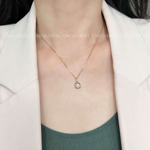 Time Bird Small Gold Lock Necklace Real Diamond Pendant 18k Gold Clavicle Chain Women's Thin Chain Safety Lock Ins Stacking Chain Real Gold 18k Gold Yellow 7 Points Real Diamond (Pendant Only)