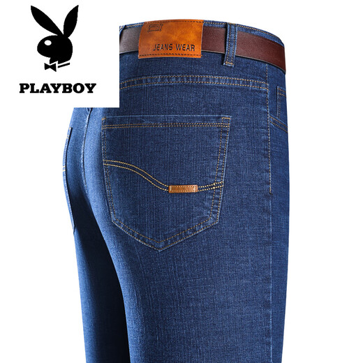 Playboy Brand Pure Cotton Jeans Men's Men's Men's Spring and Automne Style Washable-Resistant Loose Cotton Coton-leg Casual Pantal