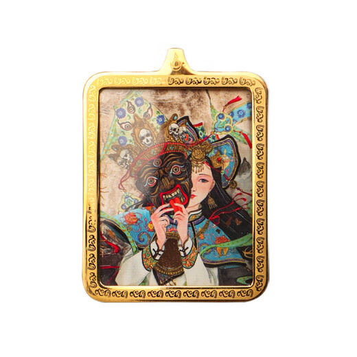 WSAY. Not easy to fade Thangka pendant necklace Tibetan Yellow God of Wealth Buddha brand Long Wuye amulet counter black God of Wealth/black gold-Kuangang Supermarket
