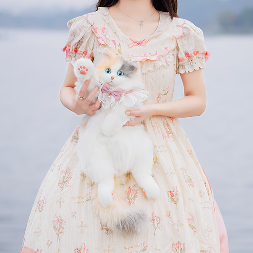 Chongker宠客三花猫包仿真毛绒玩偶治愈生日礼物女生 淡三花背包+珍珠围脖