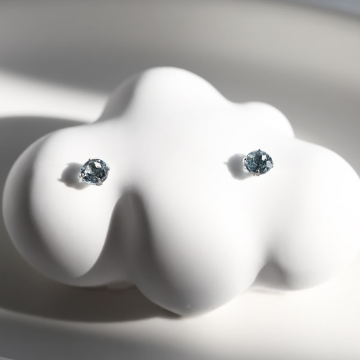 ISLANDIO natural tanzanite 3mm sapphire earrings London blue topaz mini sterling silver ears for women Tanzanite 3mm | silver pair