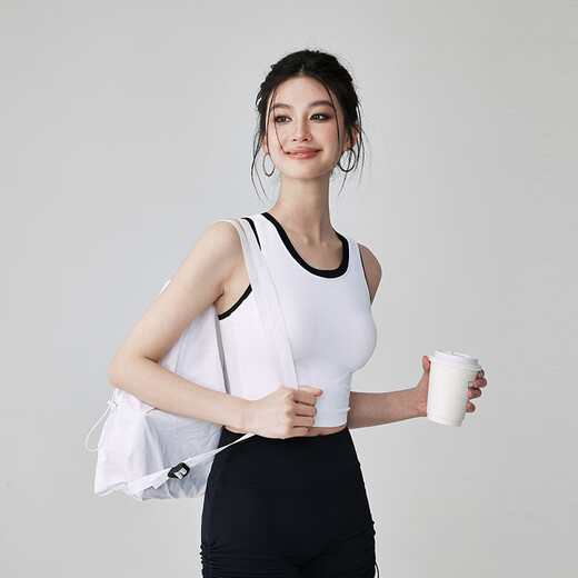 LULUUVTTOH I-shaped sports vest for women, shock-proof running all-in-one Pilates training yoga clothing, can be worn outside fitness tops, Ankora red and white L