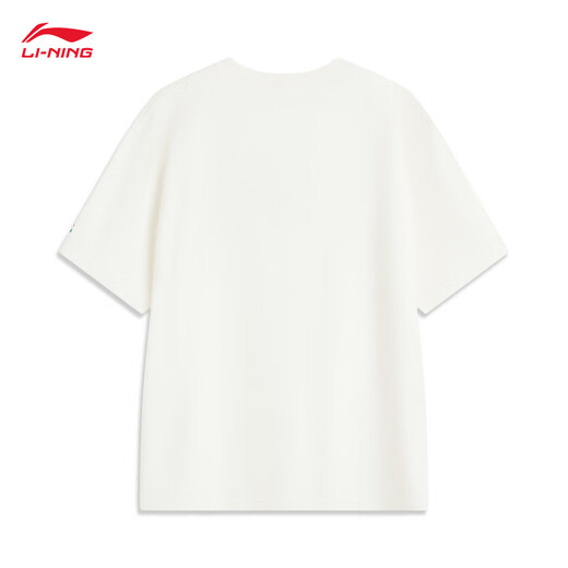 李宁（LI-NING）短袖T恤男子25新款潮酷LOGO都市风休闲百搭运动上衣AHSV683 乳白色-1 L