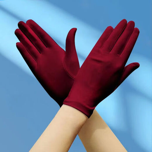 
Roasted summer sun protection thin gloves for women ice silk spandex high elastic breathable skin-friendly bike driving travel jewelry etiquette gloves [white]-all-finger ice silk set / 1 pair