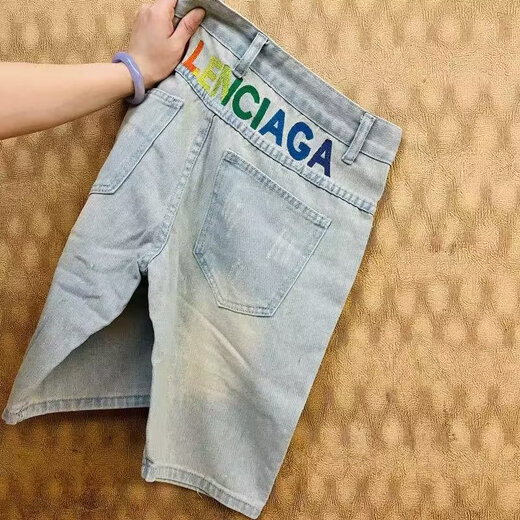 爵奥特夏季薄款网红牛仔短裤男修身韩版潮流中裤百搭休闲弹力显瘦五分裤 9902深蓝色 34