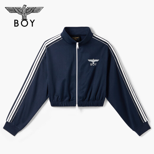 BOY LONDON25新款春夏女款半高领撞色条纹显瘦运动外套W12004 藏青色 S