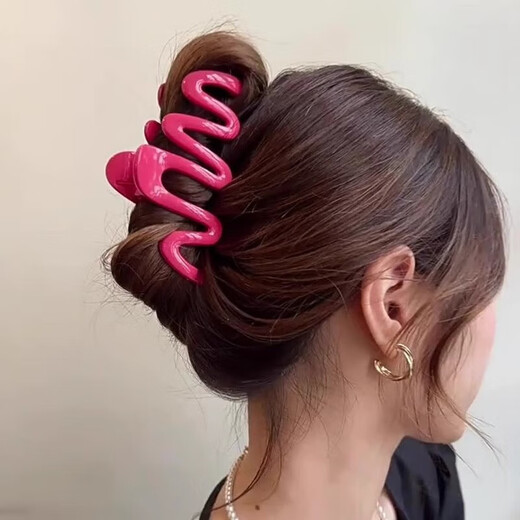 SAHANE Zuoyu's new cream-colored wavy line clip dopamine irregular hair clip simple design hair shark clip dopamine wave clip random one