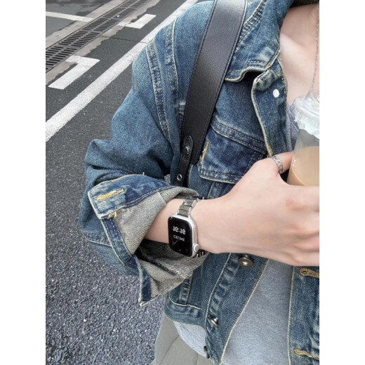 FJU适用苹果手表表带apple watch ultra2金属iWatch10新款s9轻奢s8智能s7原装series10高级感s6腕带 亮银 适用：iwatch 12342mm