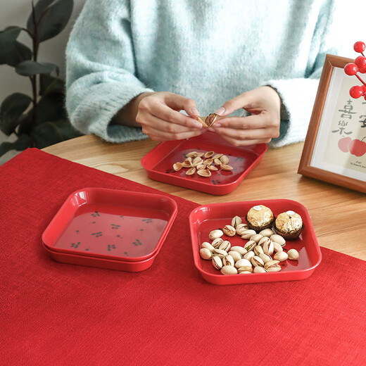 Frost Mountain bone spitting dish household fruit snack plate small fresh cherry table top garbage storage tray spitting bone dish dishwasher microwave ok beige - 4 pieces