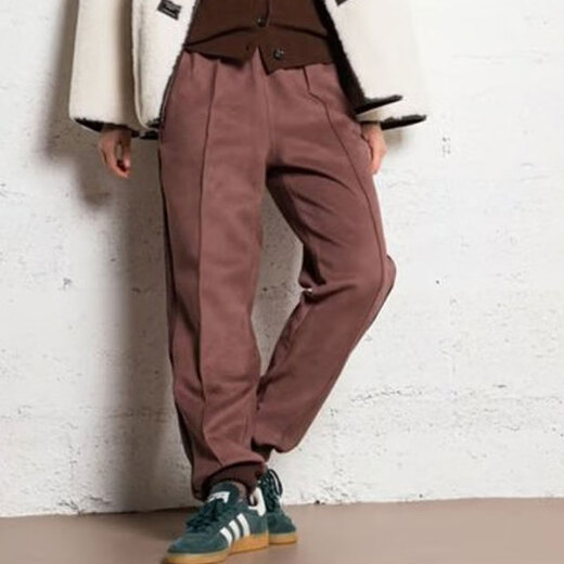 阿迪达斯 （adidas）三叶草运动裤女裤春季新款健身裤子透气休闲裤收口长裤IX1047 IX1047暗灰棕 L