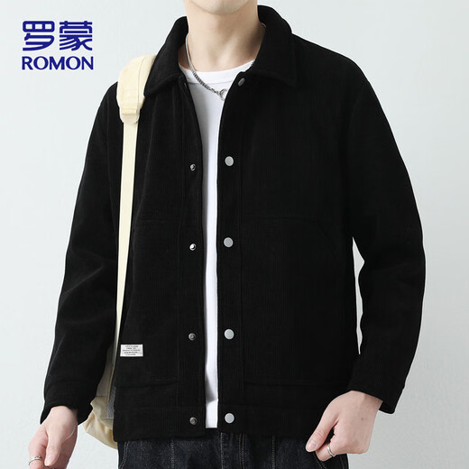 ROMON jacket men's autumn and winter jacket men's casual business youth jacket work jacket men's black XL