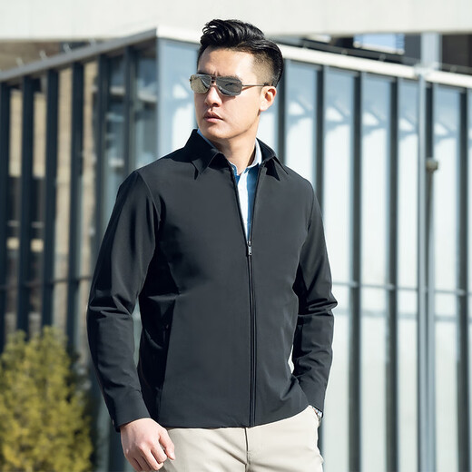 Longya Third Generation Longya Dark Lapel Jacket Commuting Business Executive Jacket Black Simple Atmosphere Comfortable Jacket Extreme Night Black M 175/96A Weight 140-155