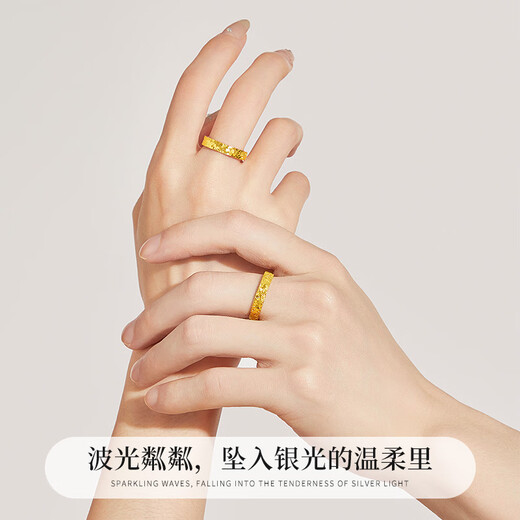 Molan S999 Pure Silver Couple Ring for Men and Women Live Gold Color Ring Birthday Anniversary Gift for Girlfriend