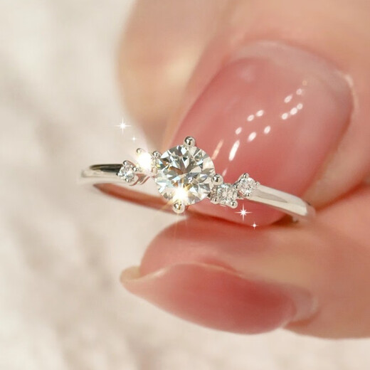 MZMZ platinum ring for women PT950, begging for engagement, fashionable diamond ring, Valentine's Day birthday gift for girlfriend and wife, local warehouse/next day delivery - light luxury Xiaoxinghe live diamond ring for women, hot product