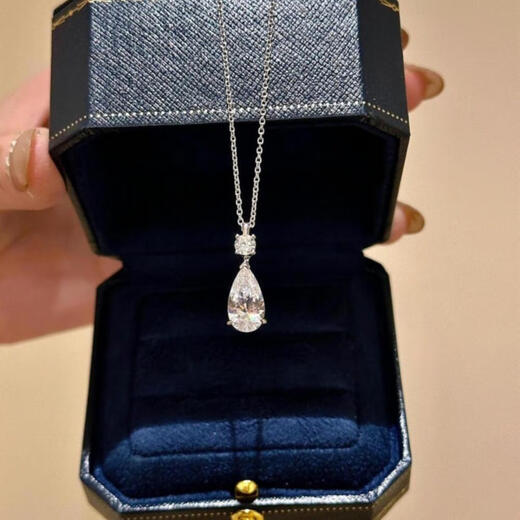 Excellent 18K gold mermaid tear necklace for women sterling silver zircon water drop tassel clavicle chain platinum light luxury gift trend Mermaid tear drop necklace