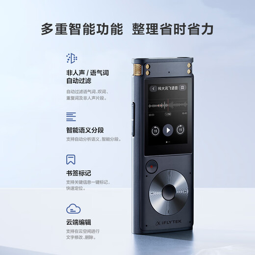 IFlytek AI Recorder SR302 Spark Edition equipped with iFlytek Spark large model, recording to text, real-time translation, free transcription, professional meeting minutes, Spark upgrade SR302-Spark Edition-32G