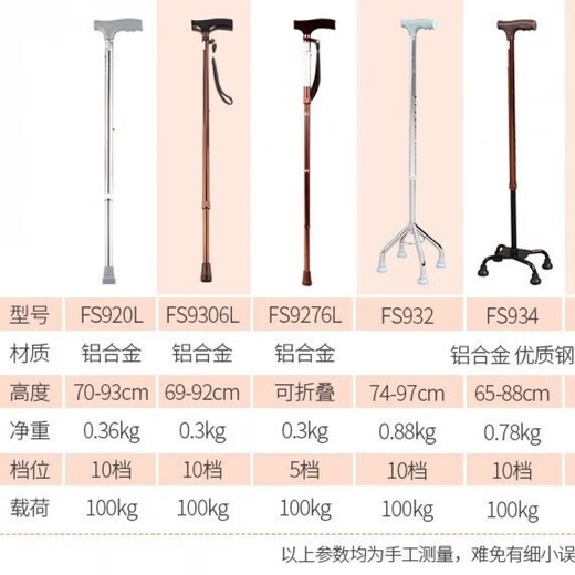 Aufu Foshan Oriental Crutteur à quatre coins Aluminium alliage léger à trois pattes à trois pattes Réglable et bas les jambes et pieds de pieds plus anciens [Crutch unique] FS9276L Couleur de bronze (pliable)
