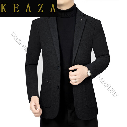 KEAZA轻奢男装高档品牌春秋季新款羊毛西装外套男毛呢西服修身单西外套 咖色 M 170