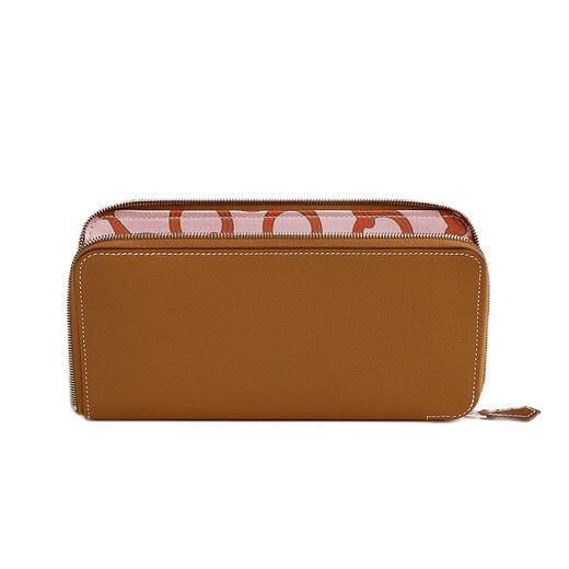 Hermes (HERMES) women's bag Silk In Classique wallet Evercolor calfskin palladium-plated zipper long coin purse brown regular