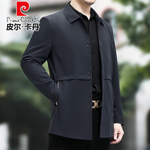 Короткая ветровка Pierre Cardin, мужская весна и осень 2025, новая деловая тонкая куртка с лацканами, повседневное мужское весеннее тонкое пальто среднего возраста, темно-синий L 175 рекомендуется 125-145 Jin Jin равен 0,5 кг
