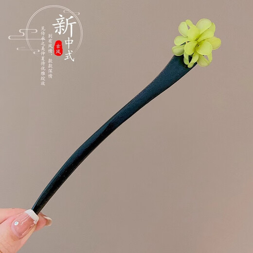 Nuevo estilo chino Antiguo horquilla de alta gama de alta gama Moderia de madera temperamento fresco Hanfu Cheongsam Bandeja para la horquilla 10# Flower Green Flow