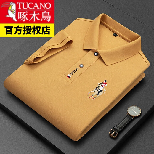啄木鸟（TUCANO）男装中年休闲男士衫夏季短袖翻领上衣POLO.衫爸爸宽松 短999白色 L 17084A 建议120-130斤