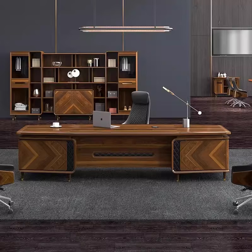 Ningqiu Luoge (NICHLORT) new Chinese style high-end boss desk office desk light luxury high-end solid wood simple modern office executive desk guest chair ebony wood