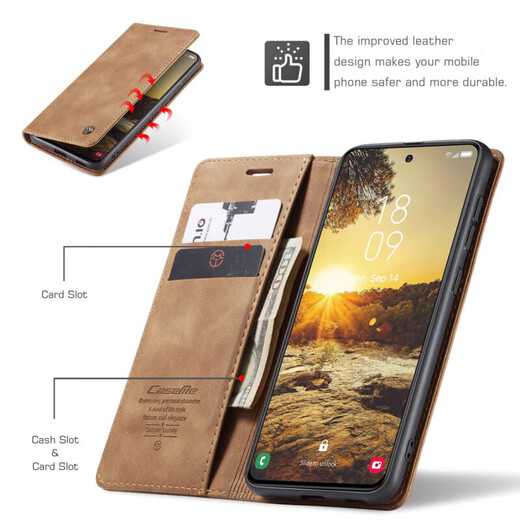 Xunzhe [conception de sacs de cartes] Samsung S25ultra Mobile Phone Case S25 Business rétro Multi-fonction Card-Plug-Type Cuir S25 + Shell de support anti-automne tout simplement inclusif [Bourgunde] Samsung S25 Ultra