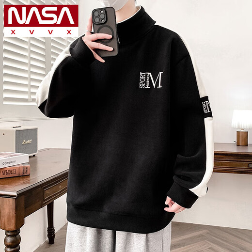 NASA XVVX Semi-Zipper Sweater para hombres en otoño e invierno más camisa de base de terciopelo engrosada camisa de vellón de buey para hombres en otoño top 9793 verde más terciopelo l Aproximadamente 110 ~ 130Jin [Jin iguala 0.5 kg] se puede usar