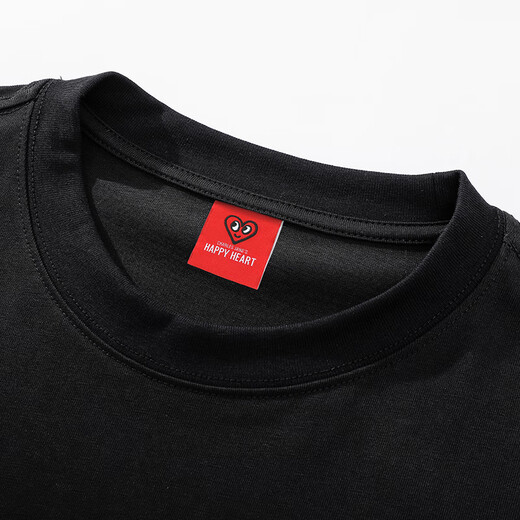 T-shirts Charles Peach Heart pour hommes et femmes, petit monstre imprimé en coton pur couple de bases de base à manches courtes, noir L