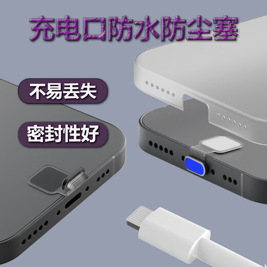 IT is suitable for Apple iPhone16/15 Pro Max/14/13/12/11/16e/X/mobile phone charging port dust plug, mobile phone plug, anti-dust plug, anti-bacterial and waterproof plus translucent - metal type, gun gray 1 piece, anti-lost dust plug iPhone 16 Pro Max