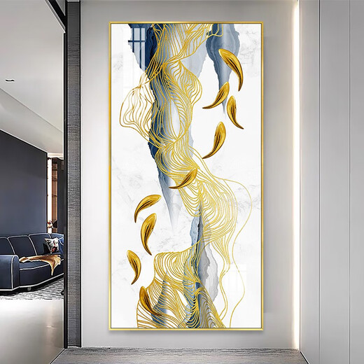 New Chinese style porch background wall decorative paintings and feels crystal porcelain mural Jiuyu picture aisle corridor corridor vertical single painting TXMG11162 70*140 wall width 90-100cm elegant black aluminum composite