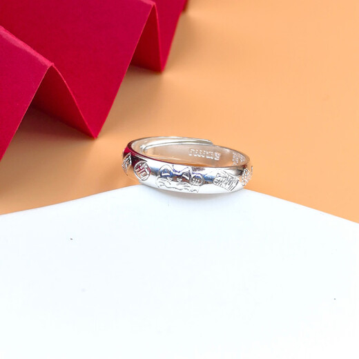 Qiuyu 9999 Pure Silver Lucky Cat Ring Women's Lucky Ring Transfer Index Finger National Trendy Birthday Chinese Valentine's Day Gift Lucky Cat Pure Silver Ring Exquisite Gift Box