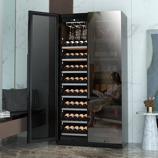 BAIKAILUN frequency conversion wine cabinet dual temperature constant temperature red cabinet home living room ice bar office tea refrigerator double door office thin zero embedded bench embedded freezer embedded glass refrigerator mirror dual temperature red wine + ice bar 112 bottles thick section
