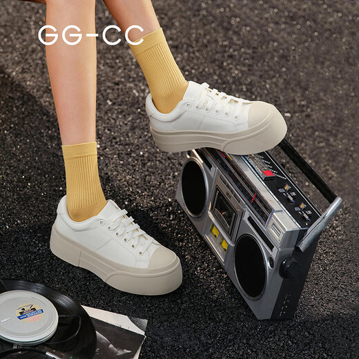 GG-CC【小熊软糖】春季新款时尚厚底板鞋百搭增高休闲鞋女鞋子G25U9713 米白色 37
