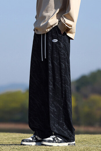 Lovron (LOFVRANG) large size straight sports casual pants for men spring and autumn men's loose fat men's pants men's plus fat men's pants black 7XL suitable for 255 to 275 Jin Jin equals 0.5 kg